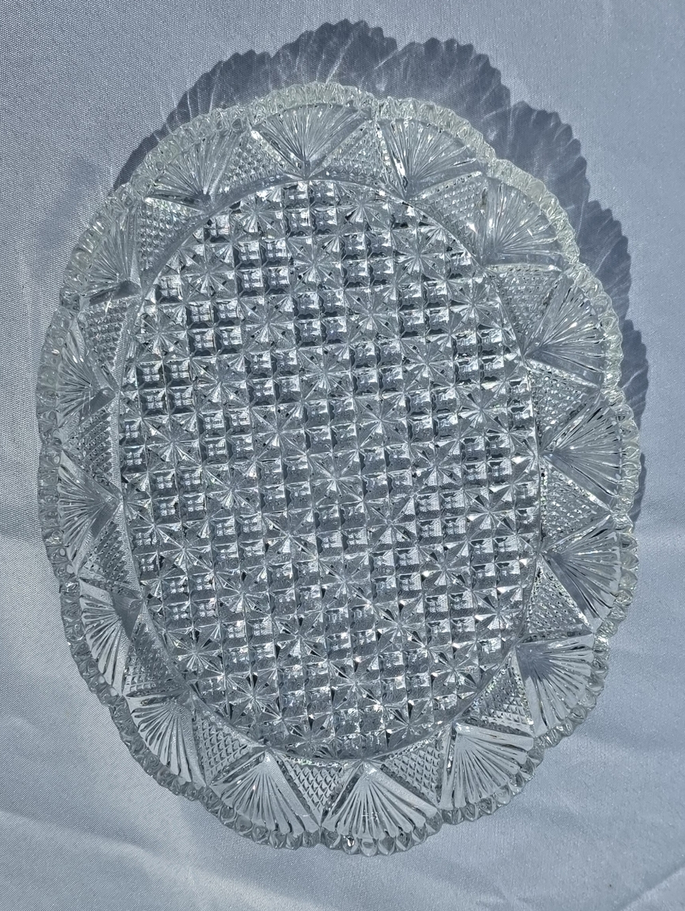 Mikasa Clear Cut Glass Oval Serving Platter